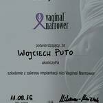 Certyfikat Vaginal Narrower - lek. Wojciech Puto